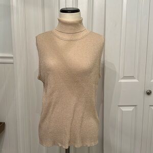 Ivory/Gold Turtleneck Tank